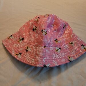 Pink Bee Patterned Bucket Sun Hat